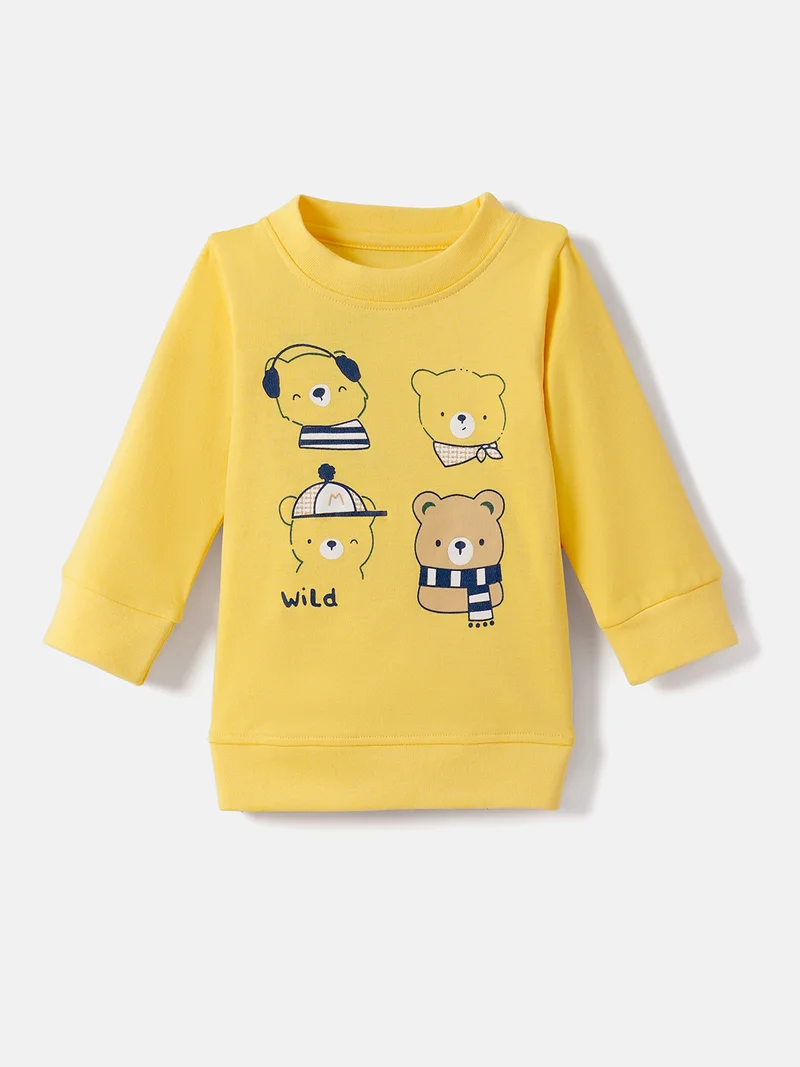 Nautinati  Baby Boys' 100% Interlock Cotton Bear Graphic Print T-shirt with Solid Joggers Combo Set for Men | Best Price UAE